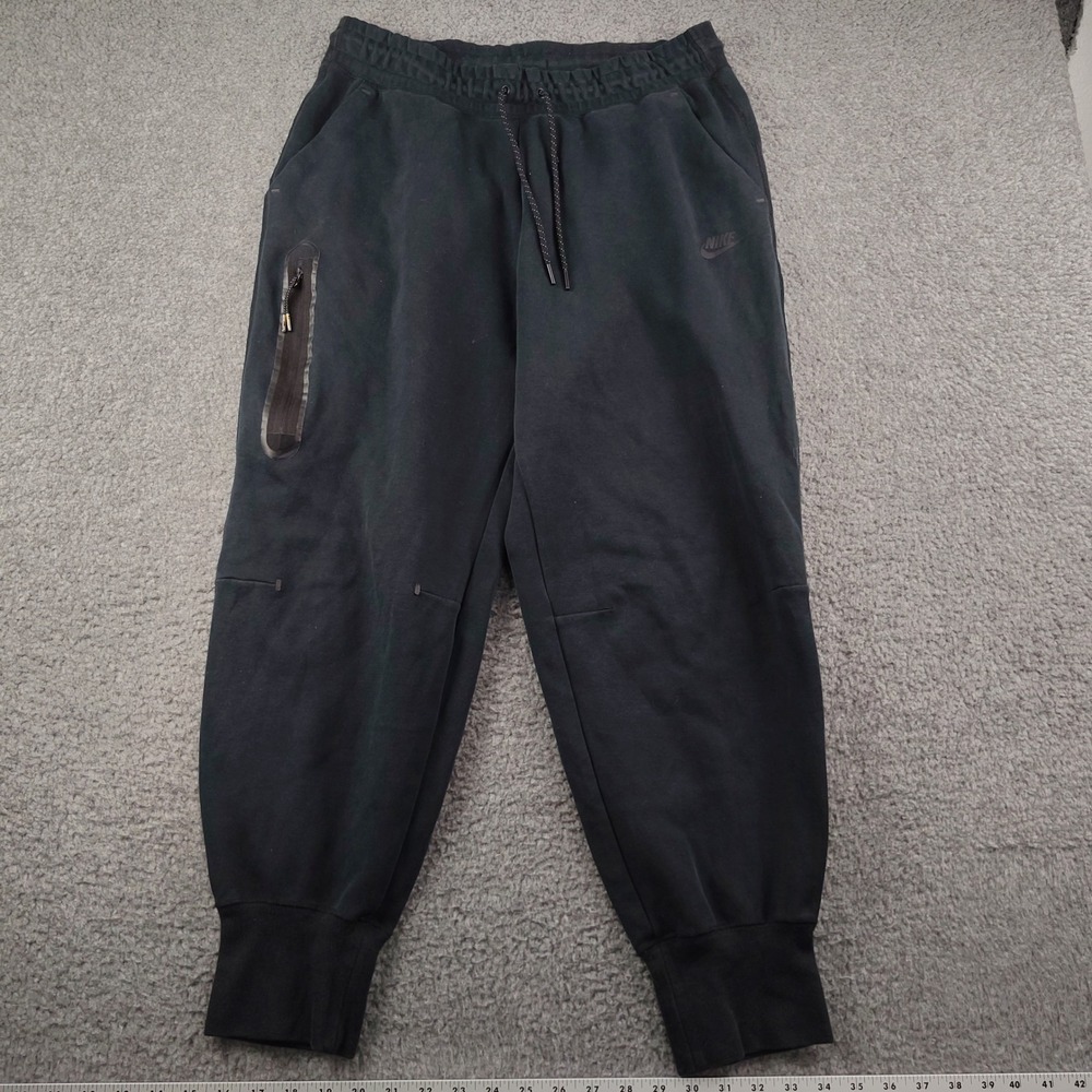 Nike Joggers Mens Large Tech Fleece Black Tapered Stretch Streetwear 27" Inseam